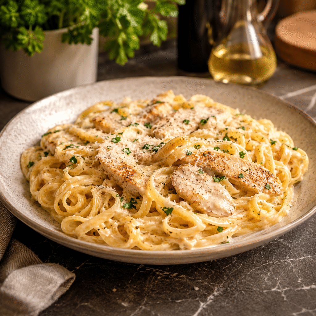 How do you make this simple chicken alfredo pasta recipe step-by-step